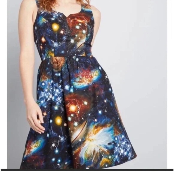 Modcloth Galaxy Print Skater Dress Size XL - Picture 1 of 5